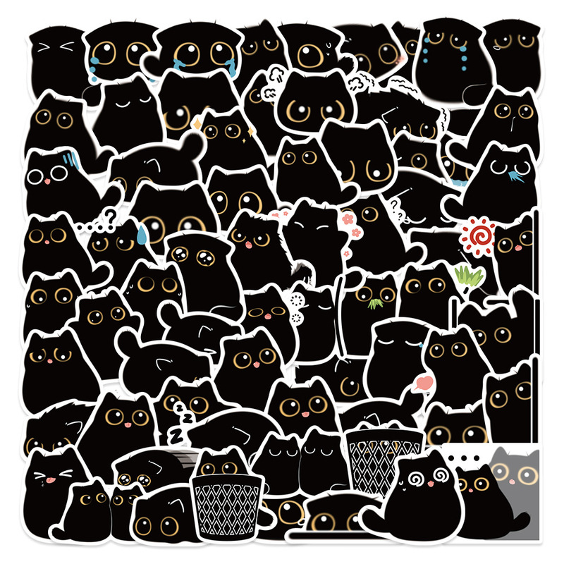 80 original hand-painted cartoon bristle stickers ins cute little black cat phone case water Cup hand account stationery stickers 80 original hand-painted cartoon bristle stickers ins cute little black cat phone case water Cup hand account stationery stickers