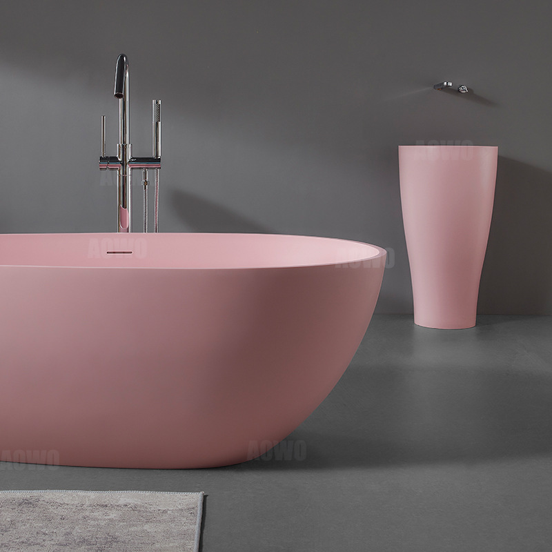 Aowo baño bañera de piedra artificial hogar independiente baño adulto Oval Qimei bañera de piedra baño Baño