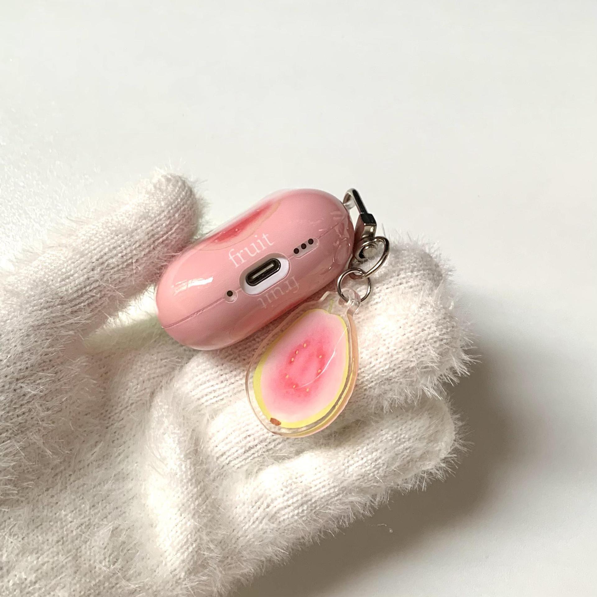 Pequeña guayaba rosa fresca de dibujos animados para auriculares AirpodssPro2 nuevo colgante de generación 3/4 1/2 fruta