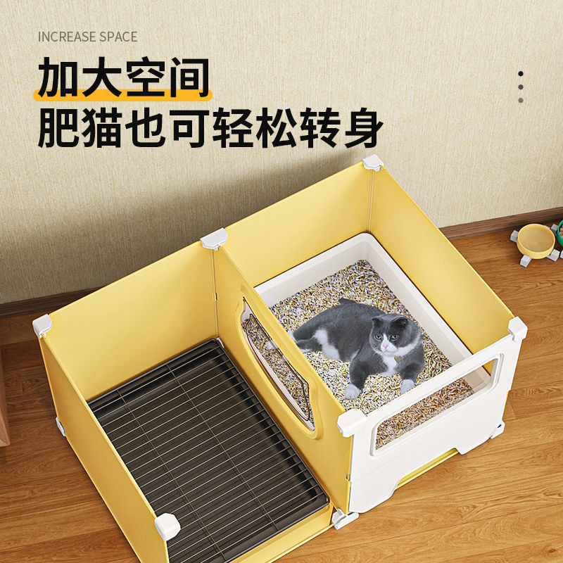 猫砂盆全封闭隔臭超大号走廊式防外溅抽屉式猫咪专用厕所隔臭屎盆|undefined