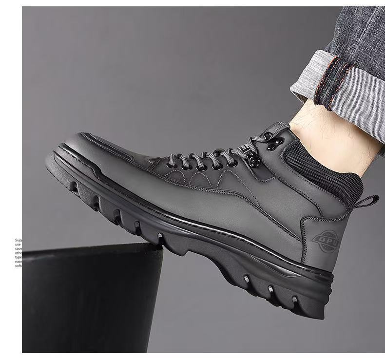 Stivaletti invernali uomo alti in pelle foderati stringati retro_voghion.com