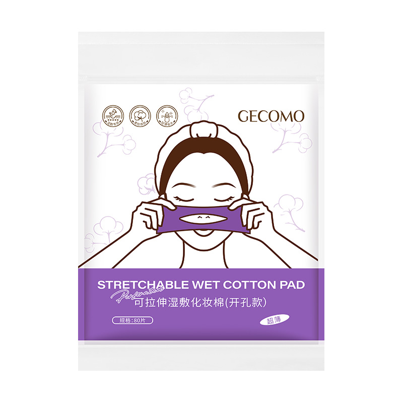 GECOMO algodón húmedo estirable en la cara, algodón de maquillaje
