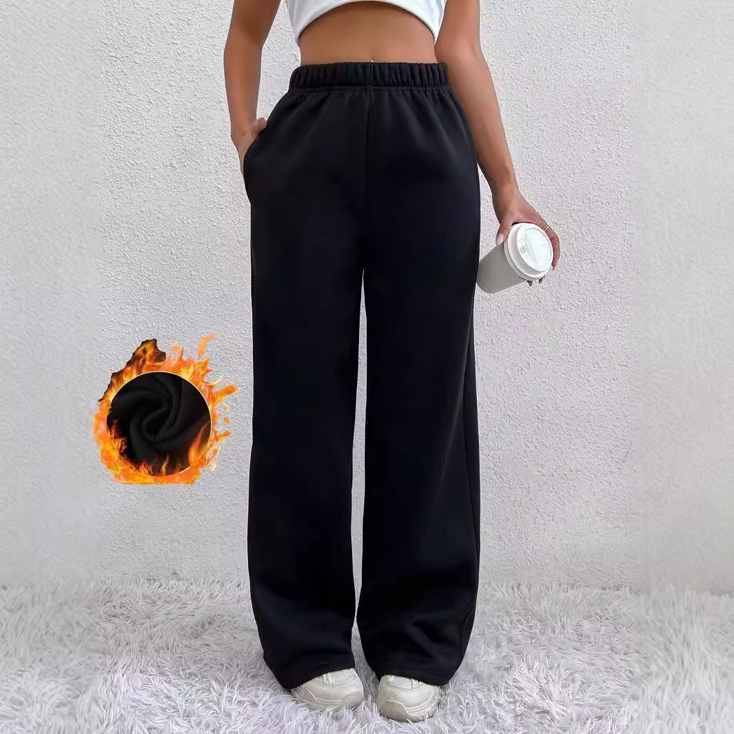 Otoño y invierno de Europa y América nueva ropa de mujer con pantalones cálidos de vello de cintura alta sensación deportivo casual uso diario image 7