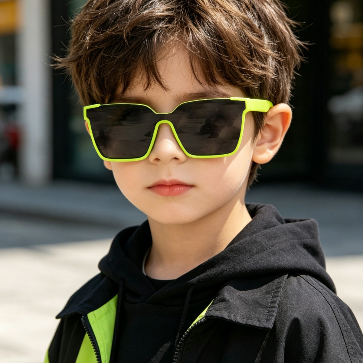 Gafas de sol Raine para niños, con montura cuadrada grande, color macaron, protección solar, para la playa en verano, protección UV.