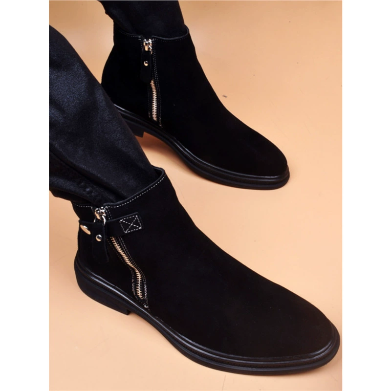 Мужские кожаные сапоги с короткими трубками