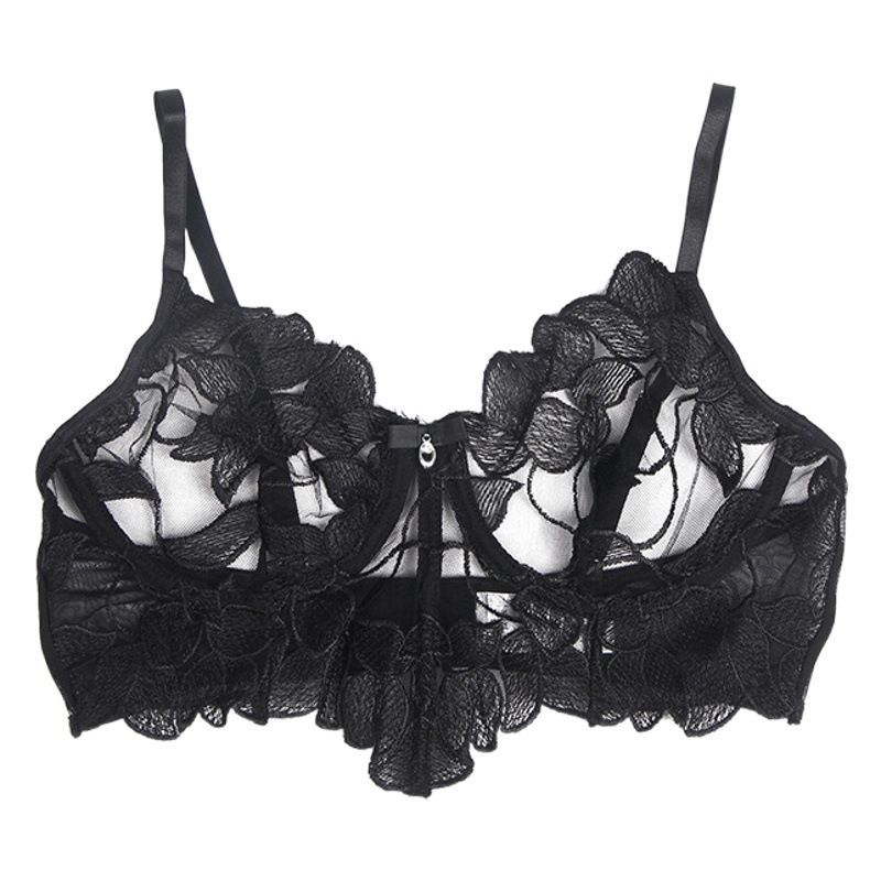 Comercio exterior más tamaño lencería sexy europea y americana sexy encaje hueco-fuera sujetador con anillo de acero push up sujetador de una sola pieza entrega