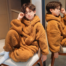 儿童睡衣男童秋冬季珊瑚绒加厚款中大童男孩法兰绒家居服2025新款