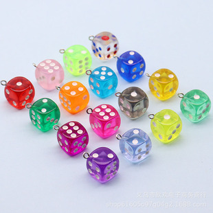 14*14mm Color Transparent Acrylic Dice Sieve Keychain Earrings Headwear Handmade DIY Jewelry Pendant