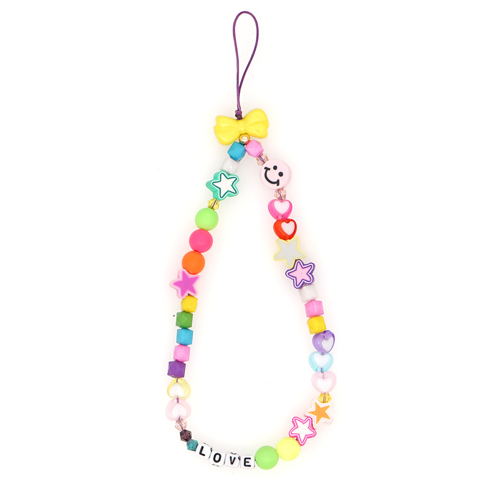 DIY letters LOVE mobile phone lanyard hanging neck smiling soft pottery key ropepicture7