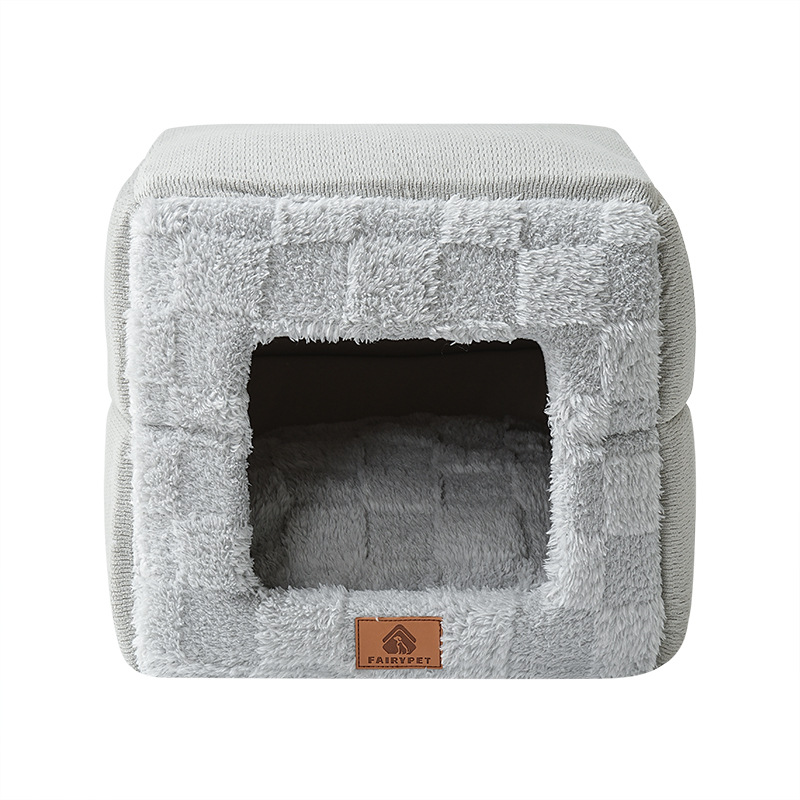 Invierno transfronterizo gato nido cálido y cómodo semicerrado para mascotas caliente doméstico interior espesado sensación de seguridad gato nido