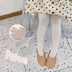 Z299兒童連褲襪批發秋季薄款透氣網眼純色女童打底褲白色女童褲襪