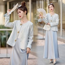 新中式国风短外套2025春装新款提花钉珠重工仿醋酸单件上衣女