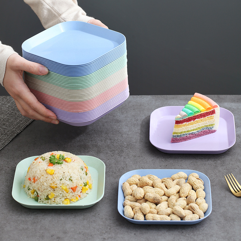 Wheat straw bone dish Nordic style plastic square plate household fruit plate dried fruit snack plate desktop Garbage Plate