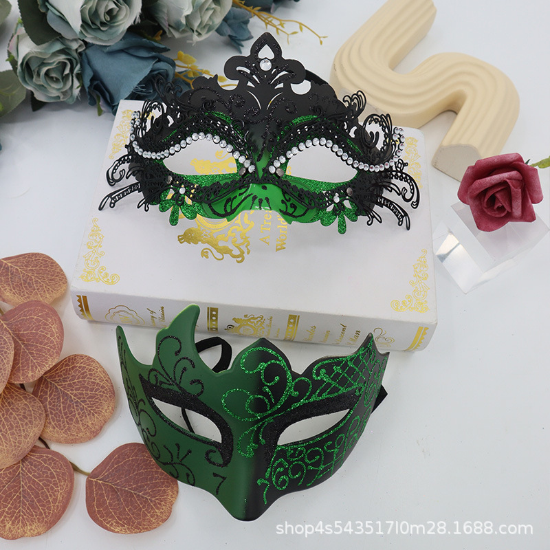 Máscaras de media cara pintadas con diseño de cola de fénix con incrustaciones de diamantes de Amazon Iron Art para hombres y mujeres, máscaras de disfraces para fiestas de Halloween.