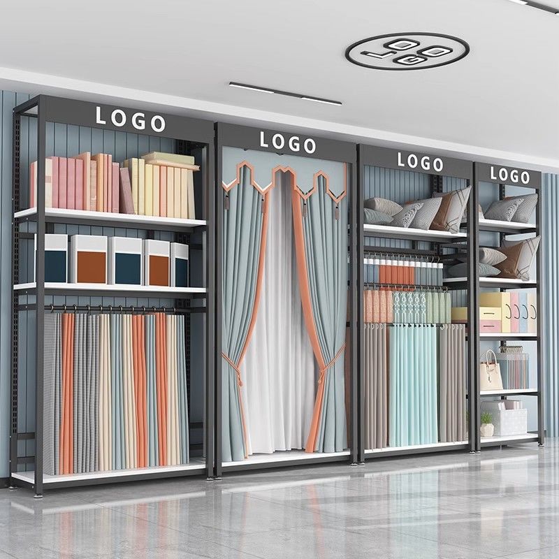 窗帘布艺吊卡展示架家纺店布料样品货架展厅大样架抱枕展会陈列架