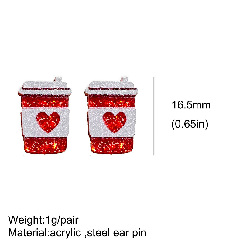 Original Design Letter Heart Shape Wood Stoving Varnish Womenu0027S Ear Studs 1 Pair