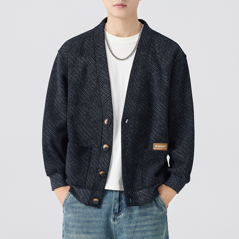 2026 Autumn New Japanese Retro Knit Sweater for Men, Loose Casual Versatile Large Size Youth Cardigan Jacket Trend