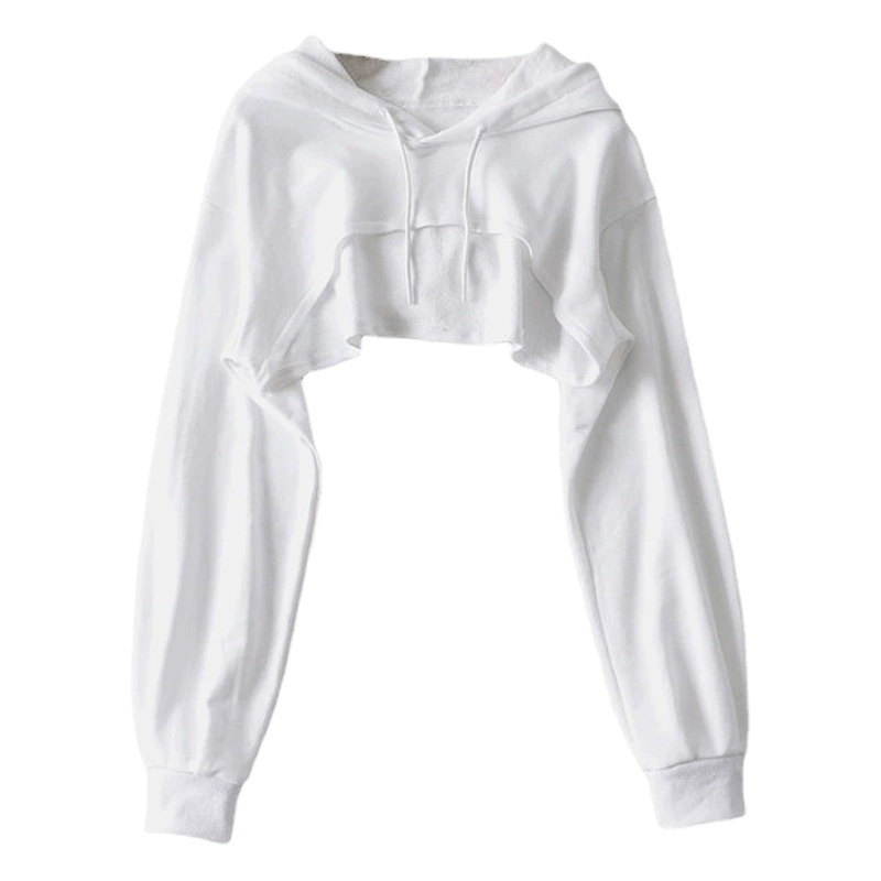 Женская толстовка с капюшоном для трансграничной торговли, новинка ранней осени 2026, модный укороченный топ с длинными рукавами в стиле Ins, с асимметричным кроем, для женщин
