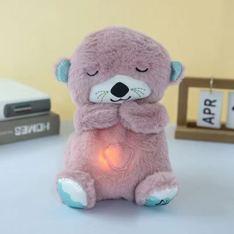 眠りを誘う呼吸するクマの仲間 カワウソクマぬいぐるみおもちゃ 赤ちゃん子供用なだめる音楽人形 クロスボーダー