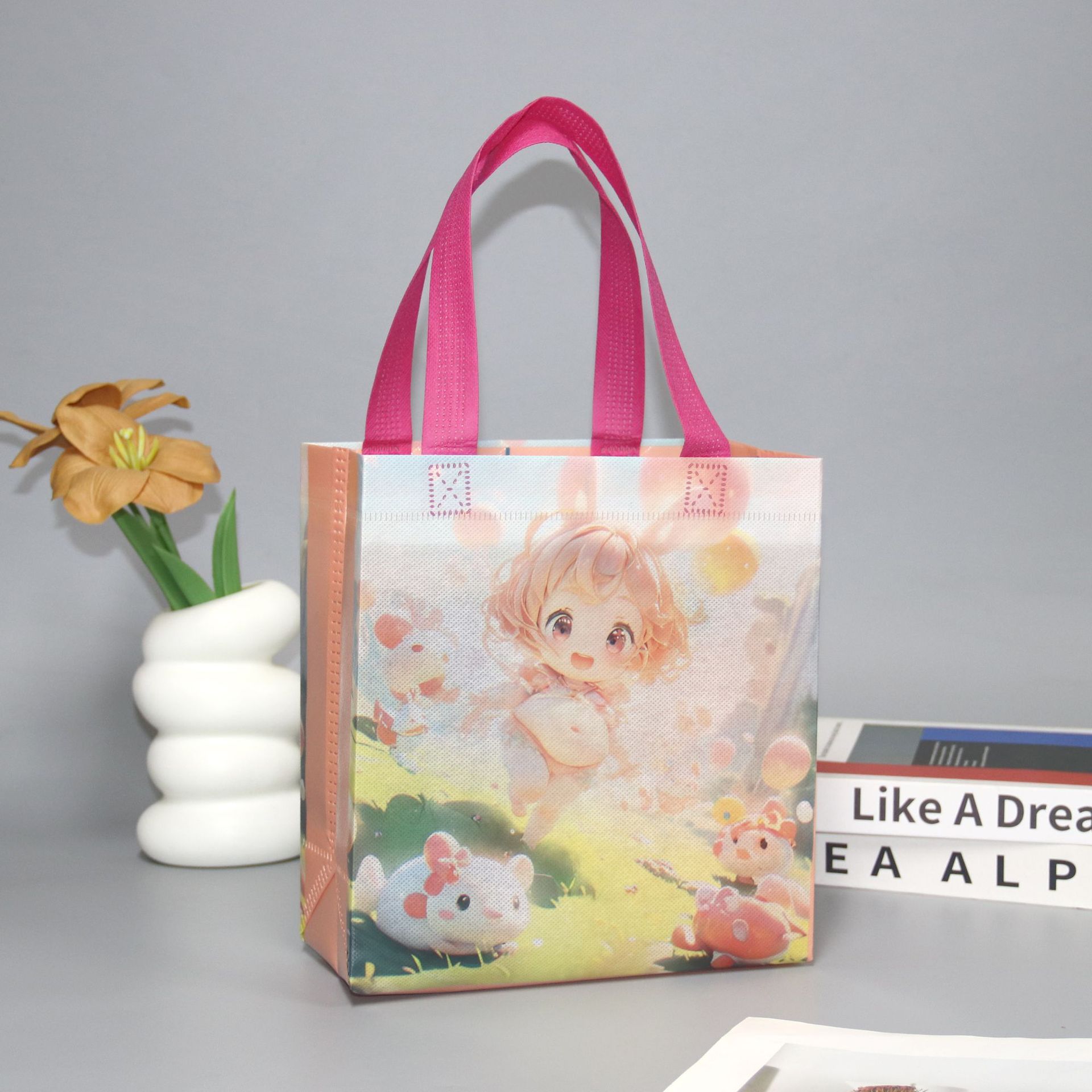 Bolsas de mano no tejidas personalizadas bolsas de compras de color ecológicas bolsas tridimensionales de publicidad corporativa personalizadas