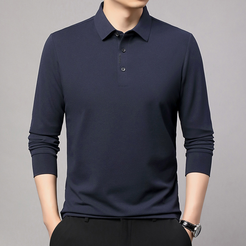 Popular High-End Brand T-Shirts 2026 Spring New Style High-Quality Men's Cashmere Long-Sleeved T-Shirts for Middle-Aged and Elderly People