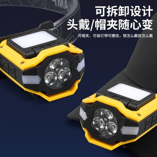 Cross-Border Multifunctional Induction Bicycle Light Red and Blue Warning Light Multi-Angle Adjustable Hat Clip Light Outdoor Headlight