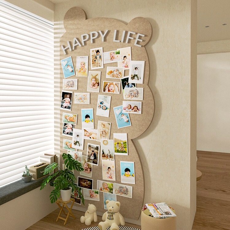 Bear Felt Board Photo Wall Living Room Punch-Free Decoration Creative Background Wall Cork Board Work Display Message Board