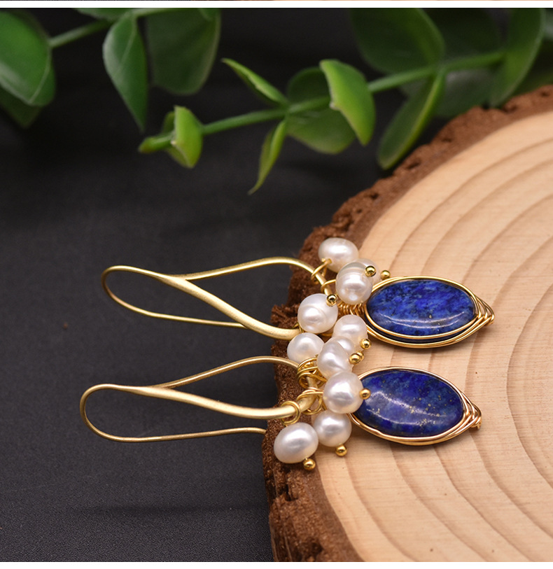 Beads Inlay Material Drop Earrings Classification 1 Pair Quantity Simple Style Oval Flower Pearl Copper Inlay Beads Drop Earrings 1 Pair