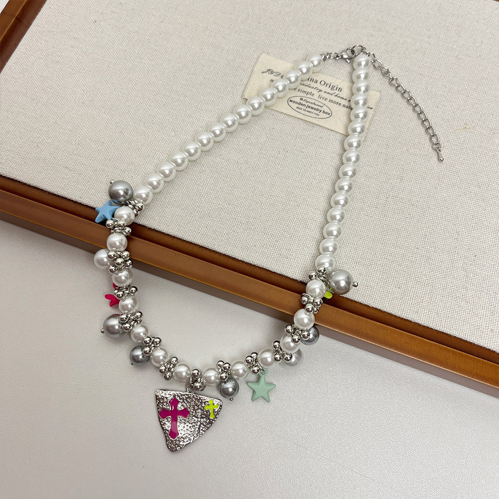 Geometric Star Elegant Lady Modern Style Acrylic Imitation Pearl Alloy Multi Charms Necklace Wholesale display picture 6