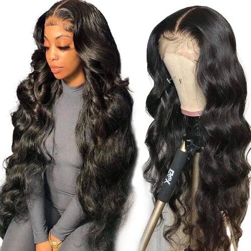 Amazon middle-parted big wave full headband long curly anti-hand-woven front lace wig plus mesh 30 inches