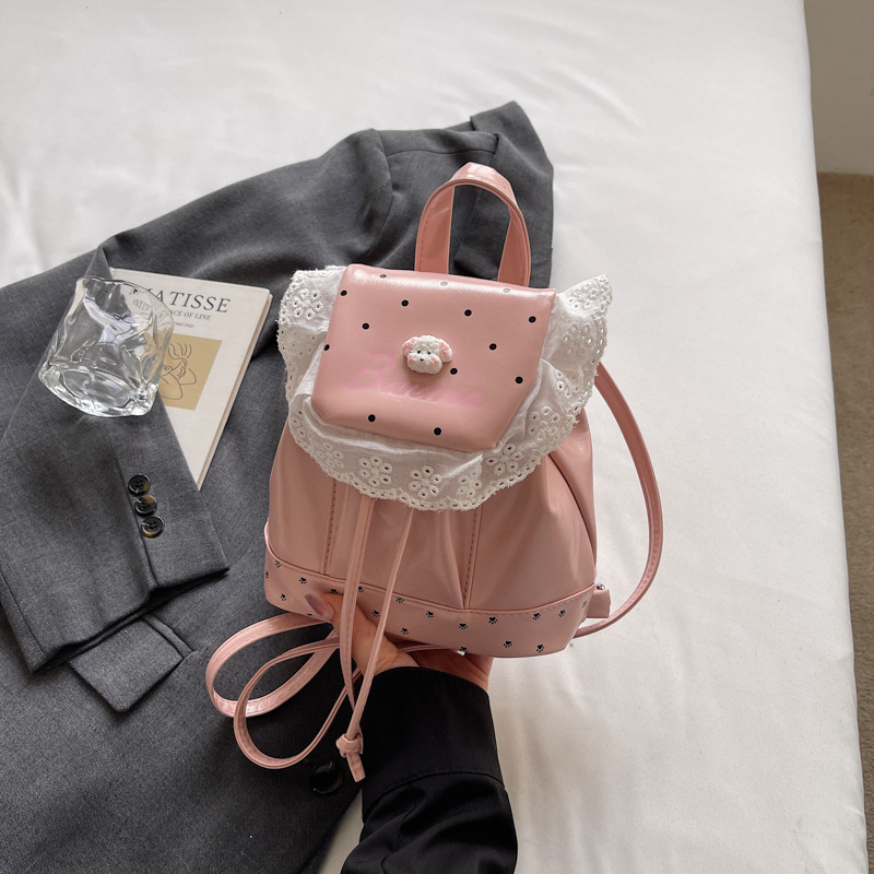 Coreana pequeña onda fresca mochila de encaje mujer verano 2026 nueva moda viajes viajes viajes mochila pequeña