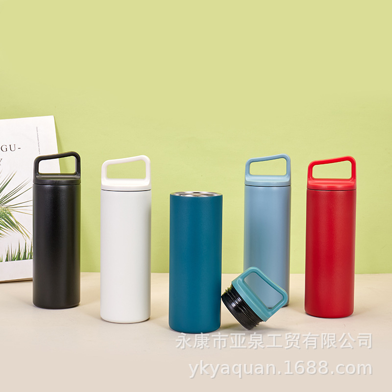 Vacío transfronterizo portátil de boca ancha taza de vacío 304 de acero inoxidable coche recto deportes hervidor portátil taza de regalo