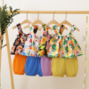 Autumn T-shirt, solid mini-skirt, set, children's clothing, 2022 collection, Korean style, flowered