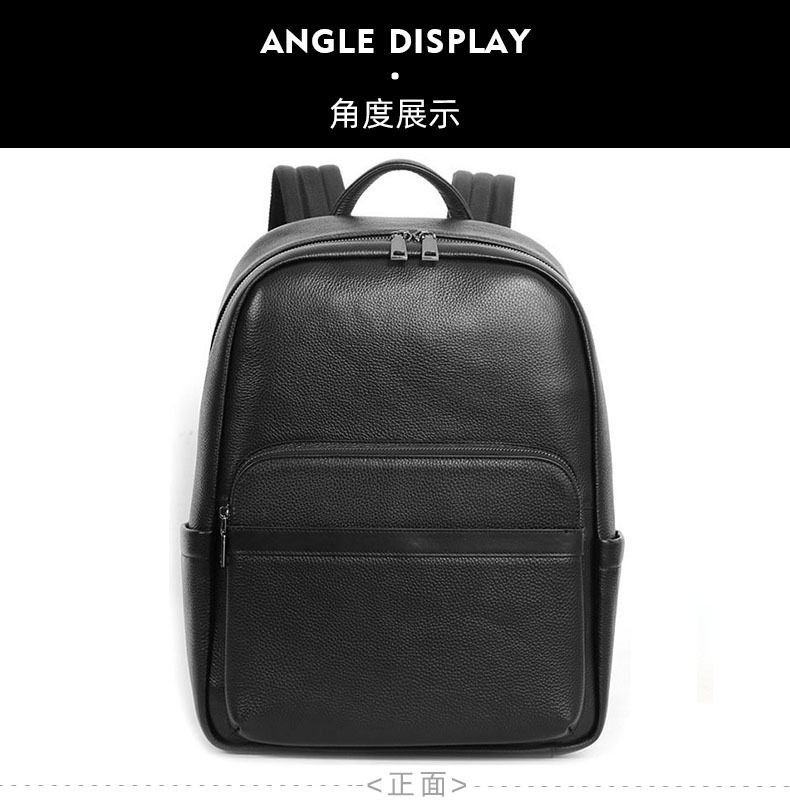 Ba lô nam da bò lớp đầu sức chứa lớn, túi du lịch kiêm túi đựng laptop 16 inch — Màu đen chi tiết 9