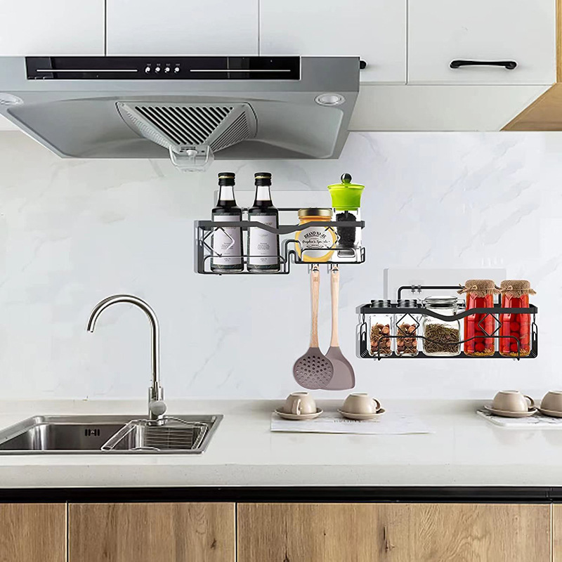 Estante de almacenamiento de baño de hierro forjado en la pared estante de almacenamiento de baño gel de baño sin perforación estante de almacenamiento de acabado montado en la pared caja de almacenamiento