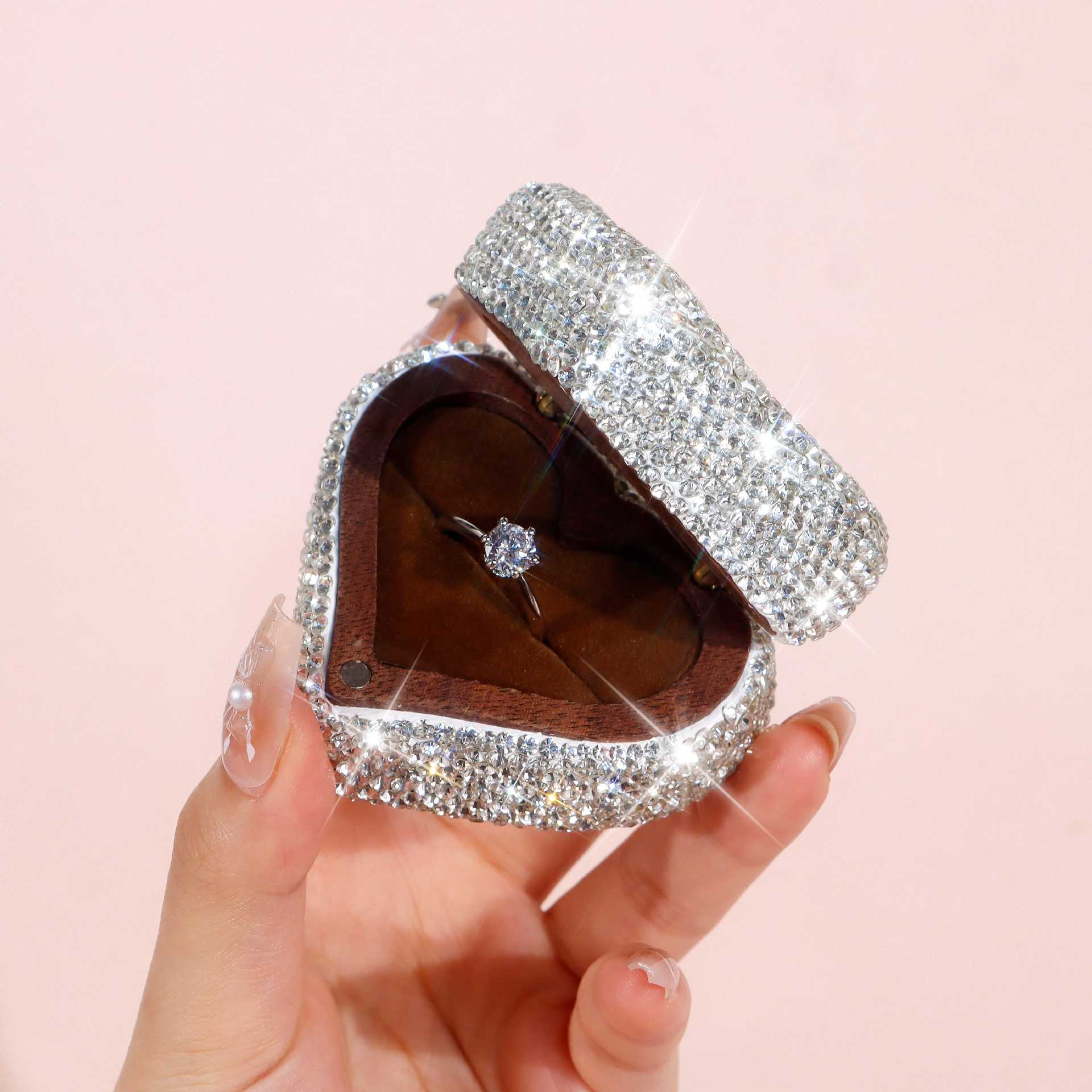 036501 싱글 링 박스/화이트 다이아몬드(브라운) 1개