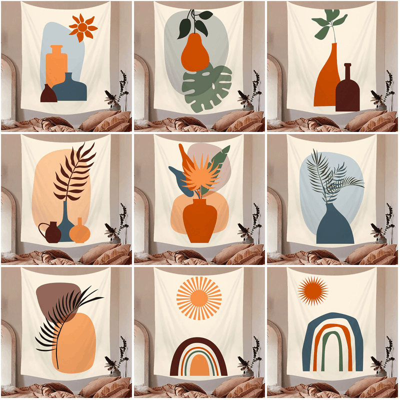 Minimal illustrations, hanging pieces, partition murals, insets, office decor outside the window, bedroom hanging cloth,_voghion.com