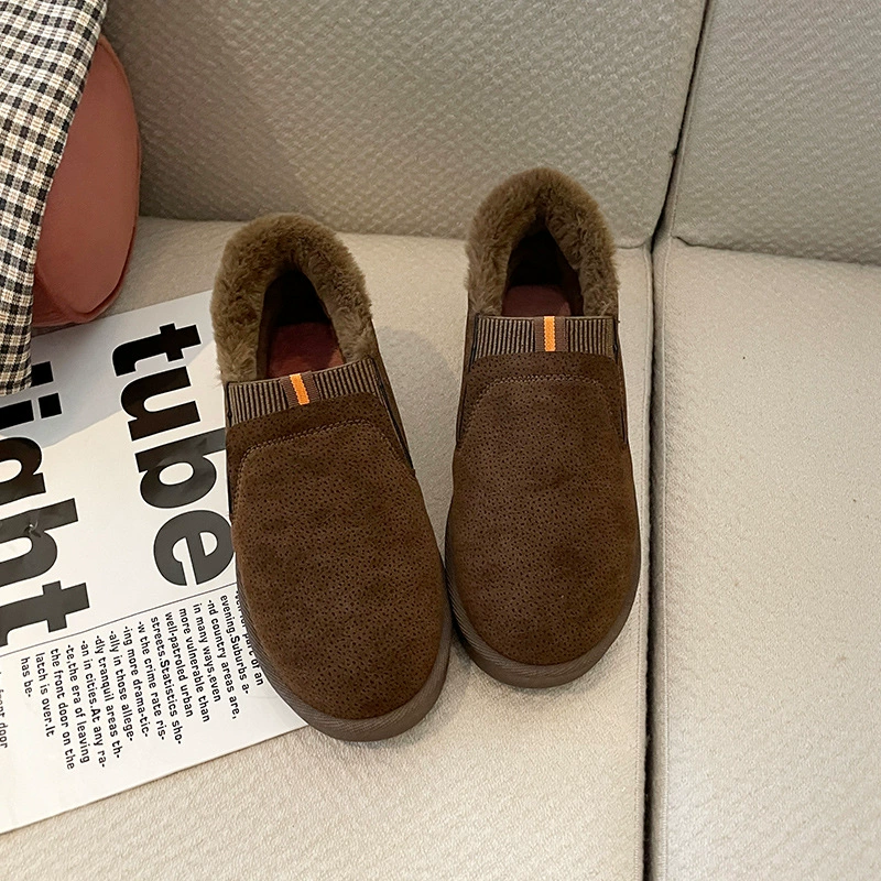 Winter low ankle boots, warm plush lining, non‑slip sole, lightweight