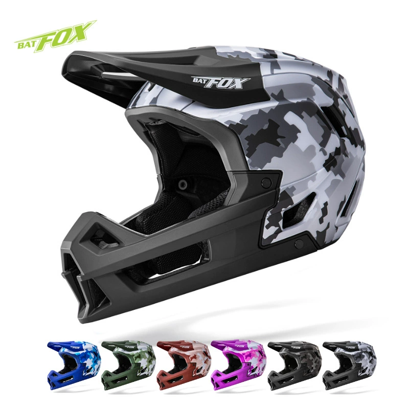 Полулицевая BMX-каска BATFOX для взрослых и подростков, камуфляжный рисунок, размеры M/L