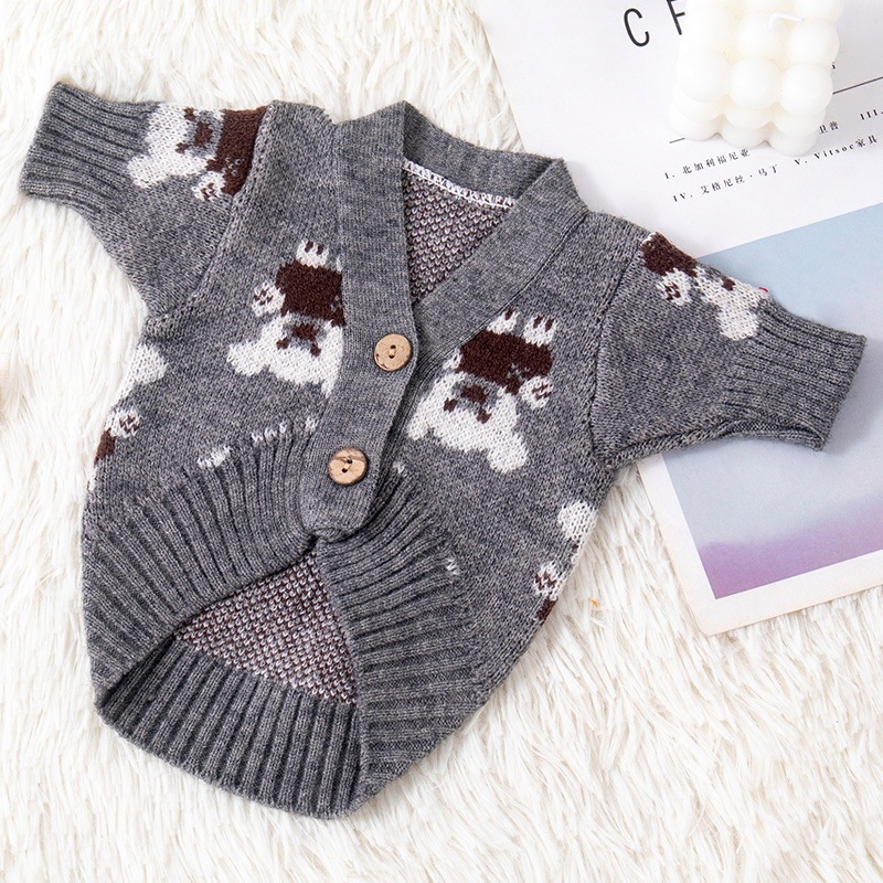 Autumn and winter dog clothes bear sweater cardigan thickened Teddy Corgi cat small dog pet clothing wholesale
