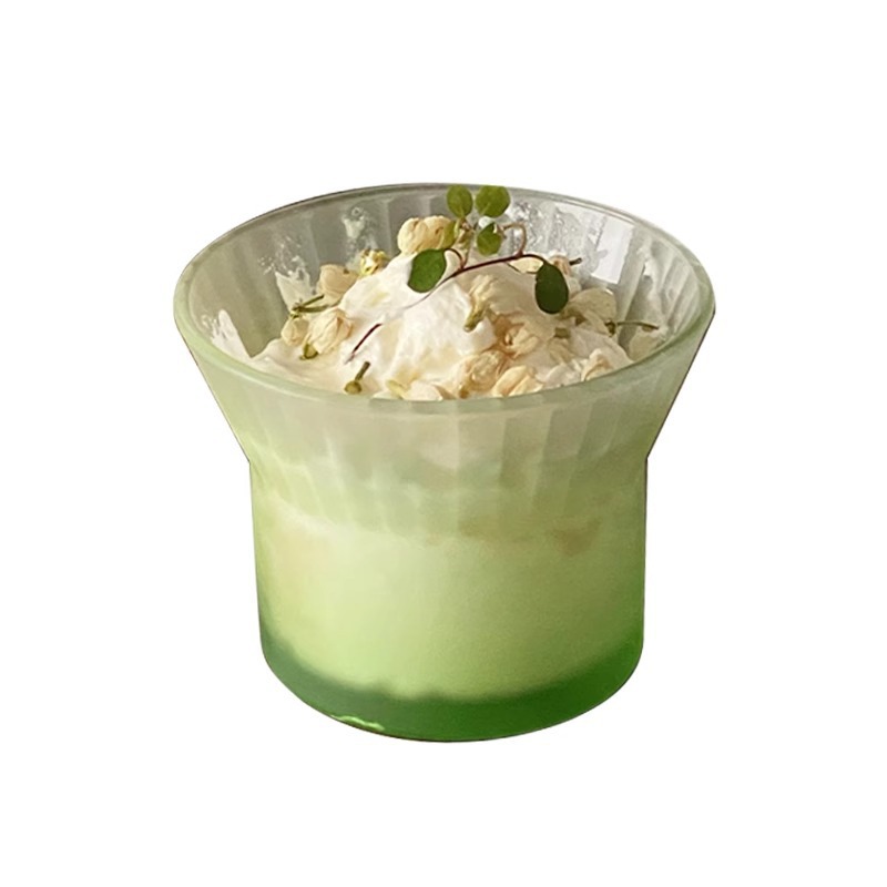 Tazas de café de orejas tazas de vidrio creativas de alto nivel de color gradiente tazas de vidrio vertical tazas de latte tazas de agua frías caseras tazas de agua