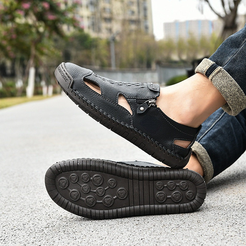 Dép sandal nam bít mũi thoáng khí chống trượt, cỡ lớn đi biển — T2518 trắng, T2518 vàng, T2518 xanh, T2518 đen chi tiết 17