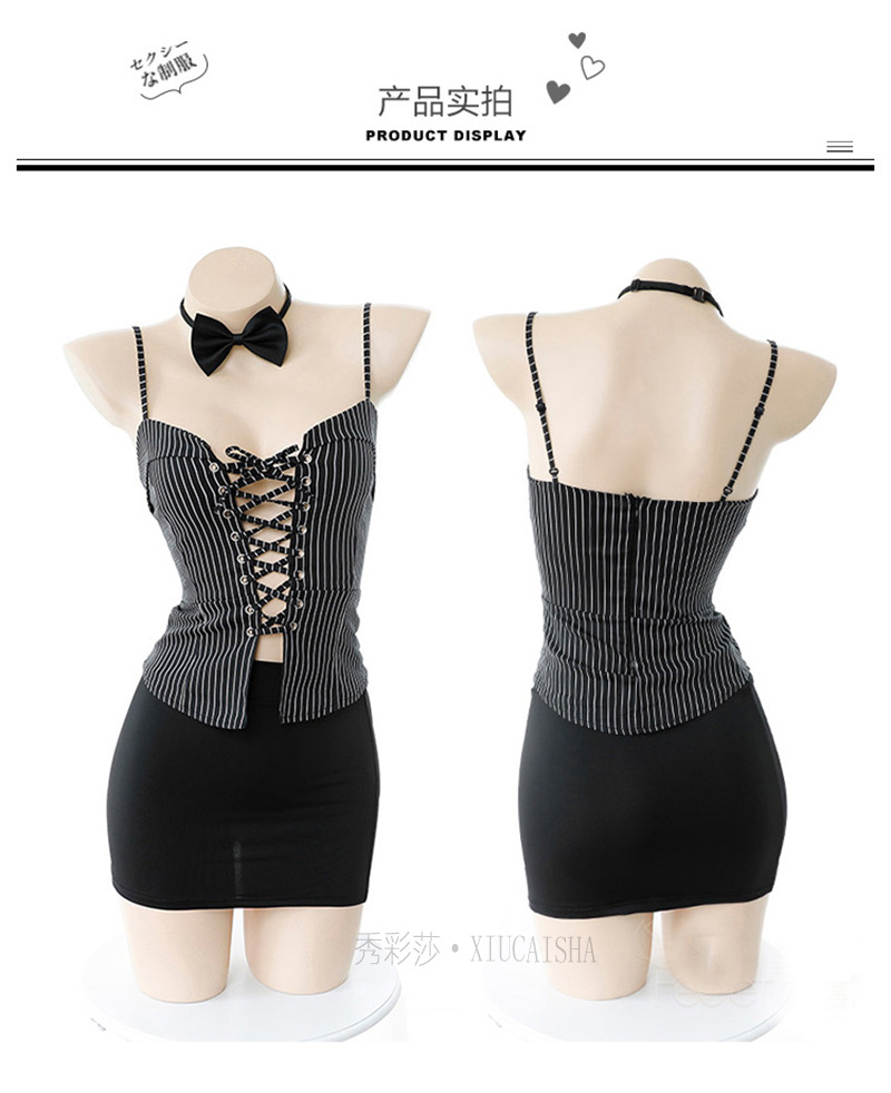 Xiuaisha Secretary Roleplay Lingerie Set with Cross-Strap Top, Mini Skirt and Thong — detail image 17