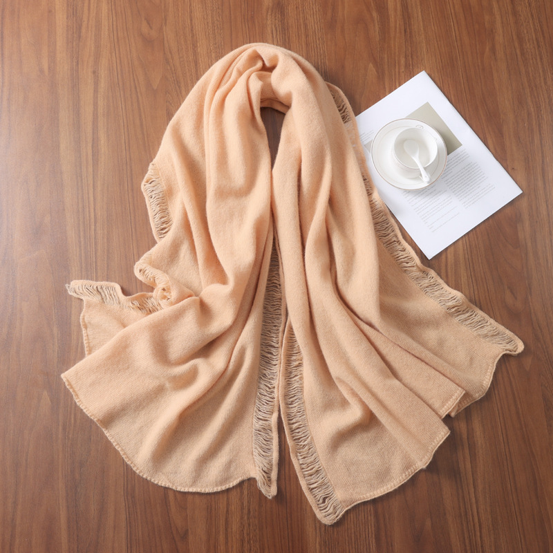 Autumn and winter pure wool scarf shawl wholesale men's and women's thick warm cashmere scarf windproof neck protection knitting wholesale