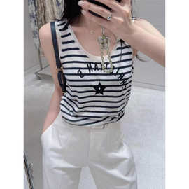 ~深圳南油女装欧货经典五角星条纹遮副乳背心上衣夏慵懒松弛感
