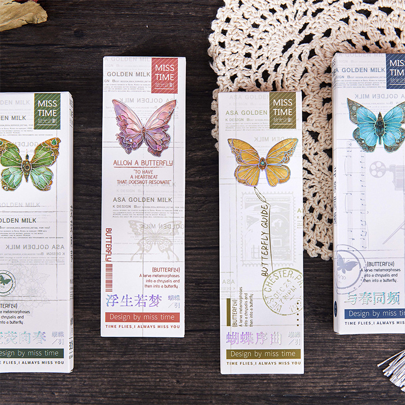 Set de marcadores temáticos de paisaje de diez luces mariposa introducida serie de creatividad artística de alto valor facial para estudiantes tarjetas de marca de lectura