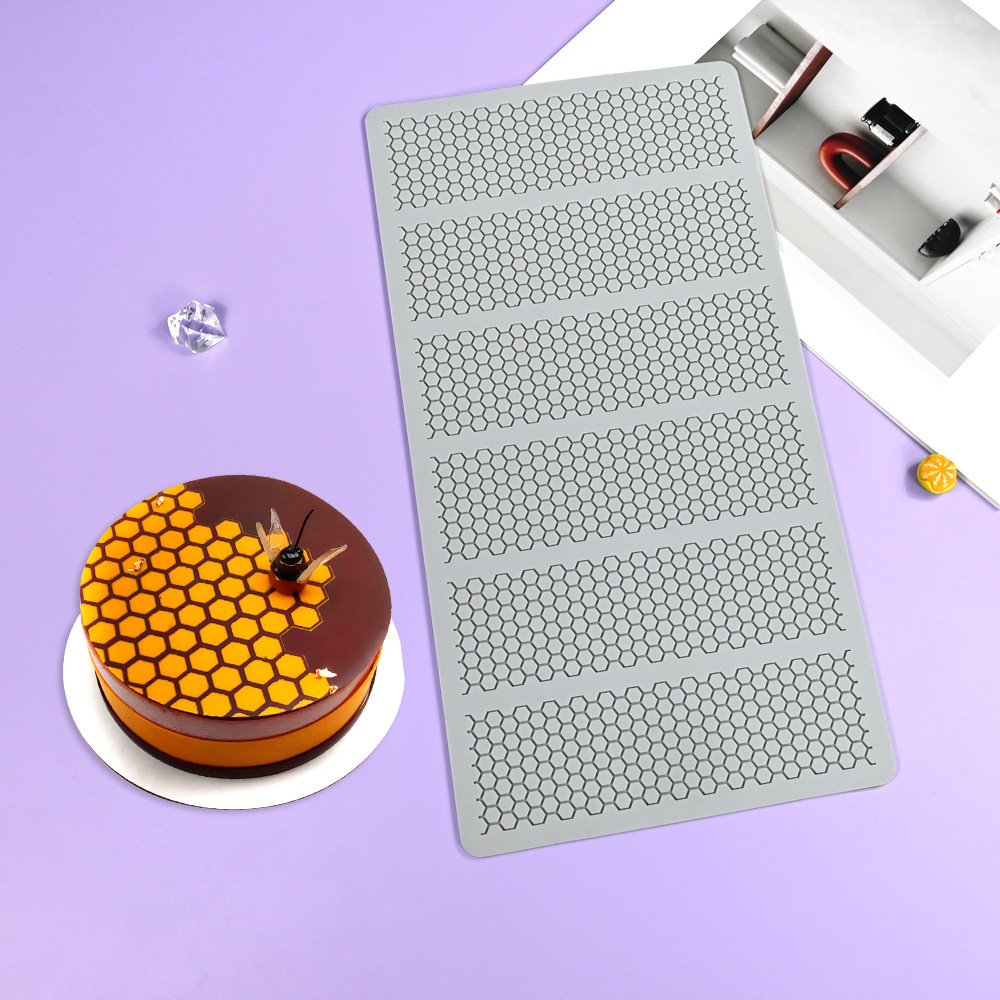 Molde de pastel de nido de abeja Molde de pastel de panal de malla tridimensional Molde de silicona de abeja Molde crujiente de chocolate