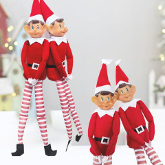 かわいい長い鼻の男の子ぬいぐるみ本棚おもちゃクリスマス冬パーティーフェスティバル装飾長い脚人形おもちゃ