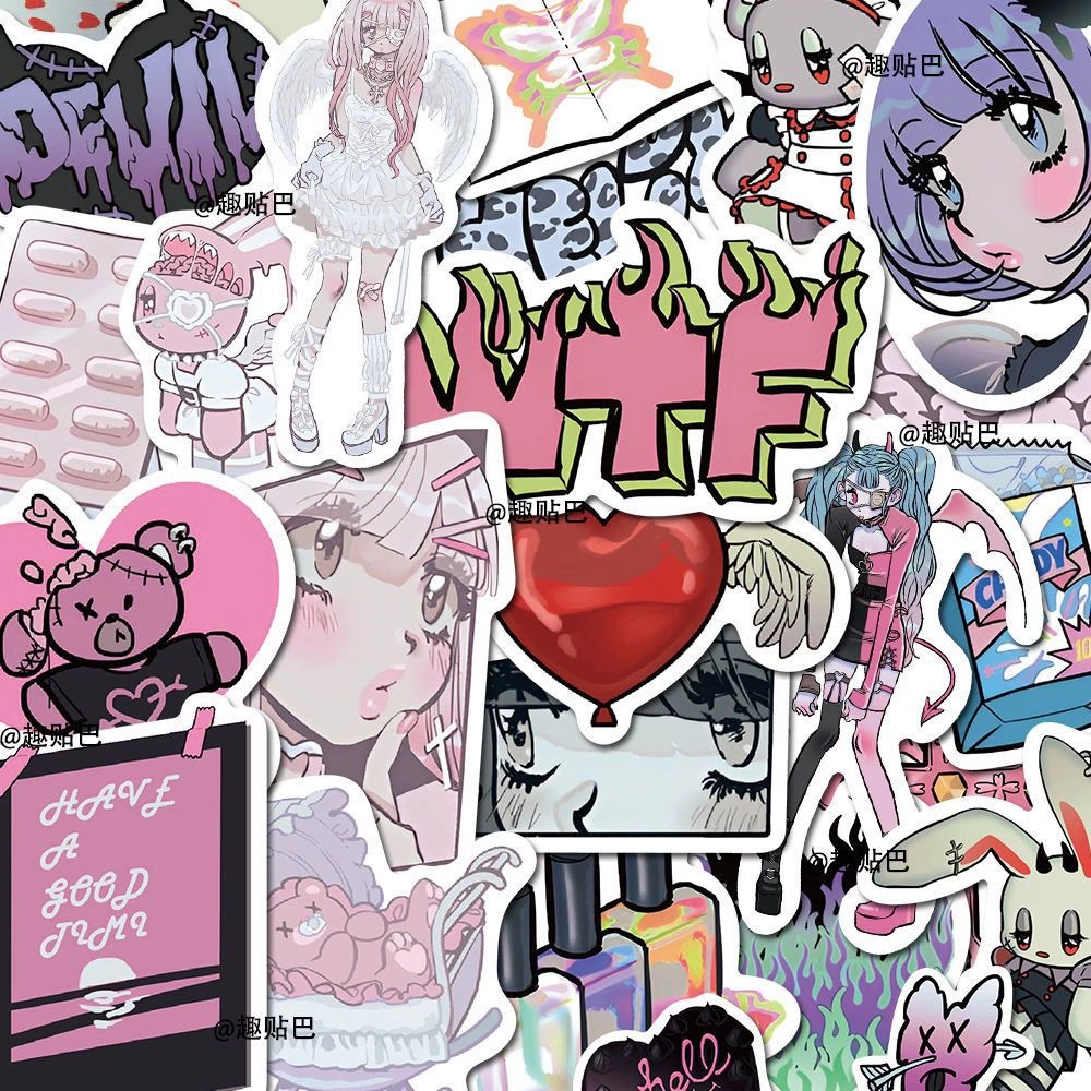 50 фотографий Харадзюку сладкие и прохладные ветры милые наклейки креативные украшения настольный телефон планшетный канцелярский счет водонепроницаемые наклейки
