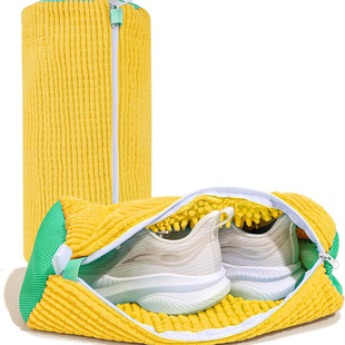 Amazon Lazy Artifact Ykk Zipper Shoe Washing Bag Cylindrical Polyester Laundry Bag Shoe Protection Anti-Deformation Washing and Protection Bag